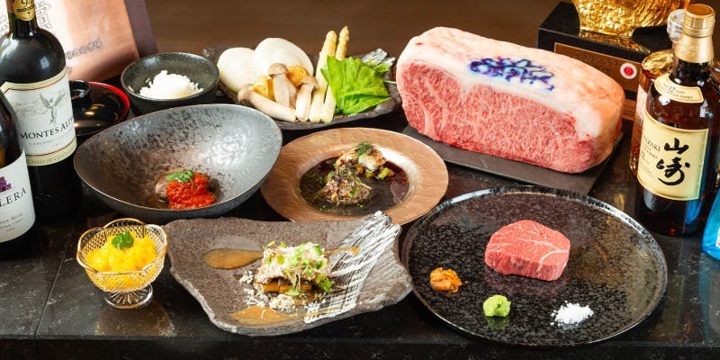 【割烹 伊勢海老付コース】神戸牛鉄板焼き　全9品（部位：サーロイン）