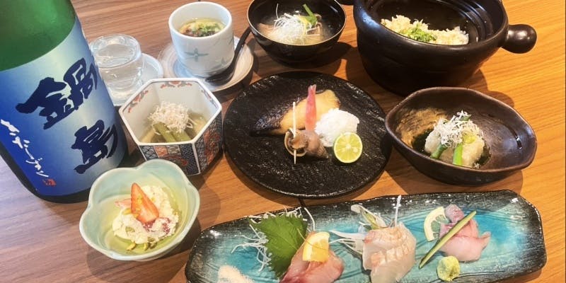 【旬を味わう季節のお任せコース】向付、刺身、お椀、土鍋御飯、焼物、蒸物全など　全8品