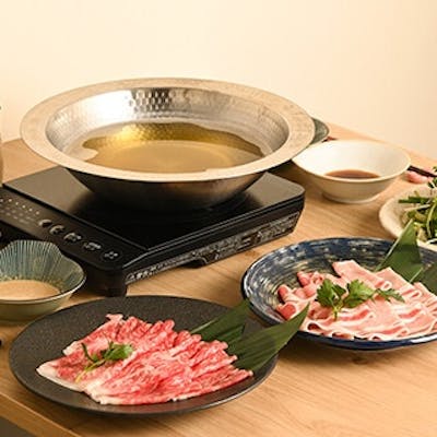 しまね和牛と奥出雲豚の焼きあご出汁しゃぶしゃぶ