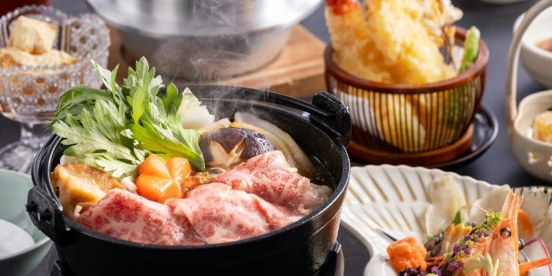 ご夕食コース【期間限定】にいがた和牛すき焼き御膳　～霜降り和牛と南魚沼旧塩沢産コシヒカリ～