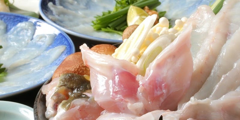 【お得に宴会】定番の泳ぎてっさに人気のふぐ唐揚げがついた全7品　満足コース＋100分飲み放題付き