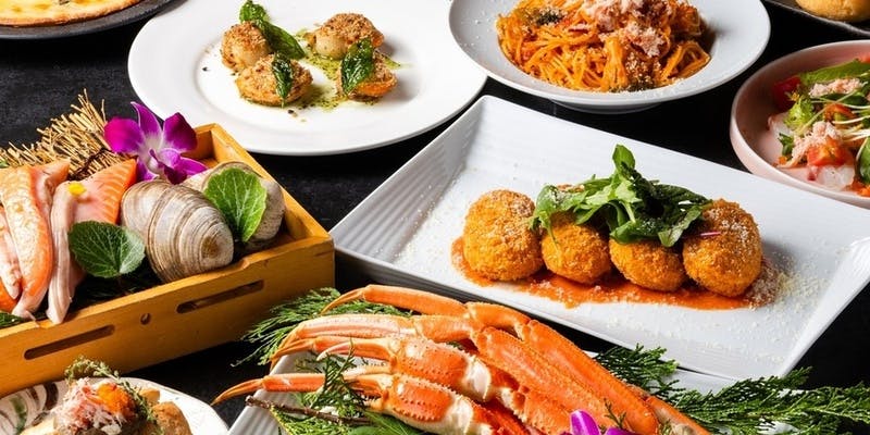 【洋宴会コース】カニと白身魚のカルパッチョやズワイガニの浜茹でなど2.5時間飲み放題付