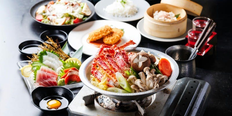 【タラバ蟹鍋コース】豪快800g！蟹一心の旨出汁タラバ蟹鍋が楽しめる2.5時間飲み放題付