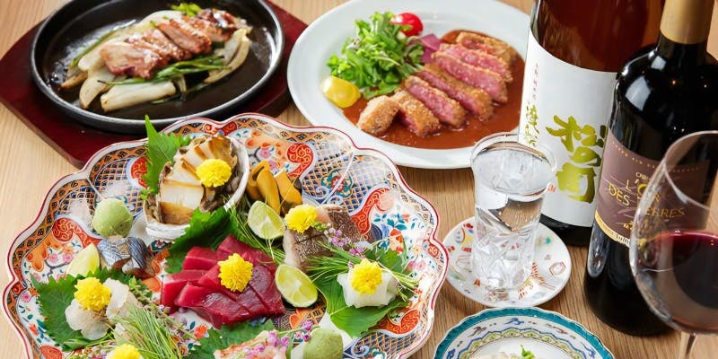 旬鮮と山形和牛コース＋幹事さん（お一人分）の料金無料（8～14名様限定）