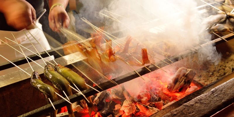 【一休限定】キンキとA5ランク仙台牛ヒレ串の炭火焼コース＋純米大吟醸残響