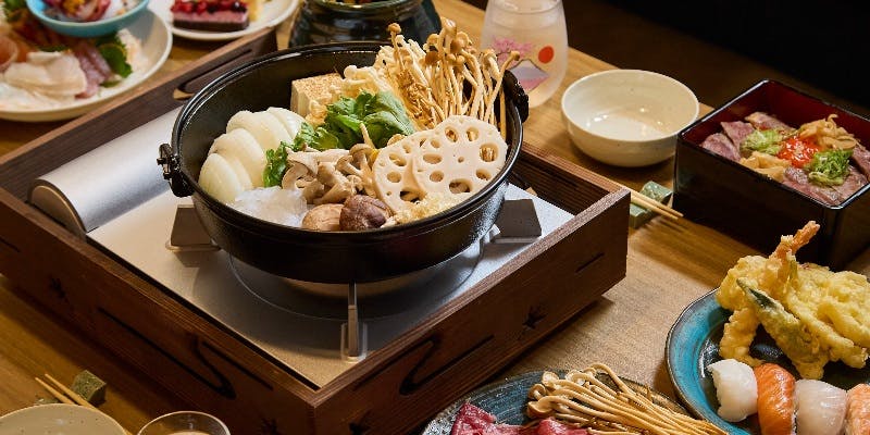 【豚しゃぶ満喫】選べる鍋だし×寿司・天ぷら全70品食べ放題