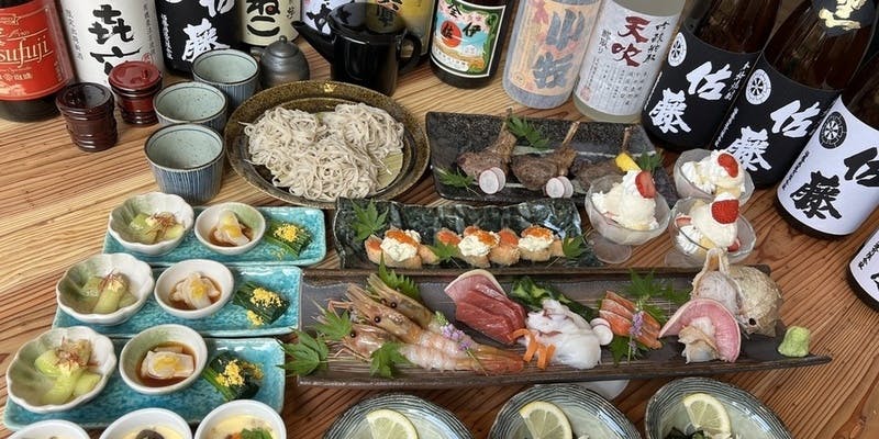 【一富士】8,000円コース／ローストビーフ味噌漬け・蟹コロッケ・蕎麦・デザート等　全8品