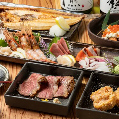漁師直送の海の幸と道産食材の競演。炭火串・寿司・手打ちそばが織りなす至福