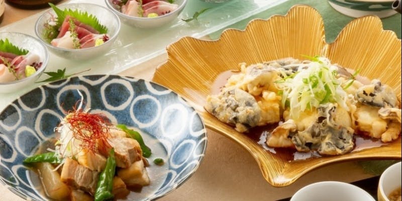 【あおい（逸品）】刺身盛り合わせ・焼物や揚物の逸品料理など（全7品）＋2時間飲み放題