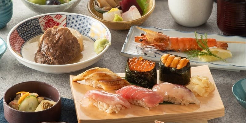 【きわみ】特上寿司盛り合わせ、黒毛和牛の炙り焼き等（全10品）＋2時間飲み放題