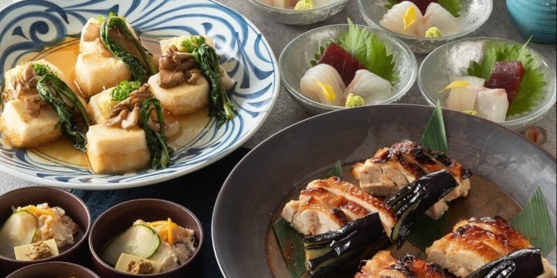 【あかつき】寿司盛り合わせ・焼物や揚物の逸品料理等（全9皿）＋2時間飲み放題