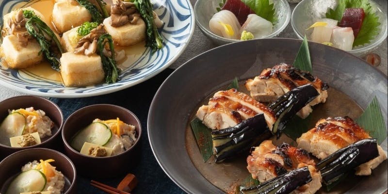 【あかつき】寿司盛り合わせ・白身魚の香味揚げなど（全9皿）＋2時間飲み放題