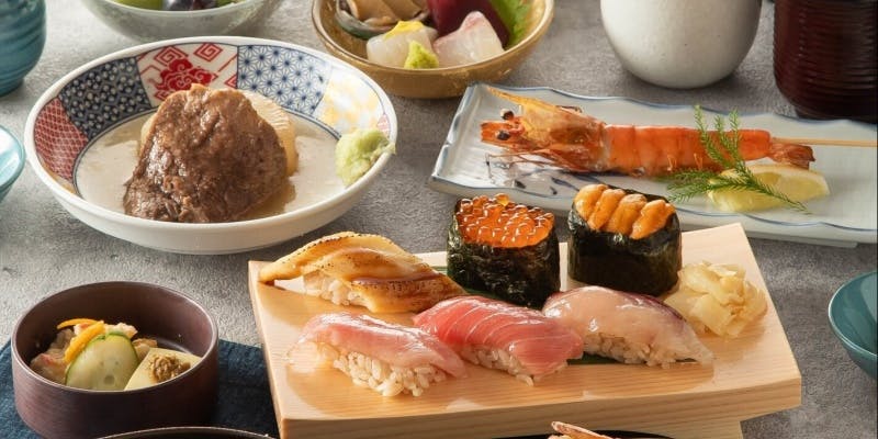 【きわみ】特上寿司盛り合わせ、黒毛和牛の炙り焼きなど（全10品）＋2時間飲み放題