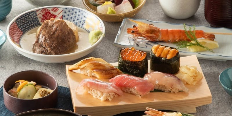 【きわみ】特上寿司盛り合わせ、黒毛和牛の炙り焼き等（全10品）＋2時間飲み放題