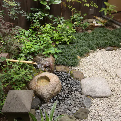 お席の傍らに庭園。お食事と併せてお楽しみいただけます。