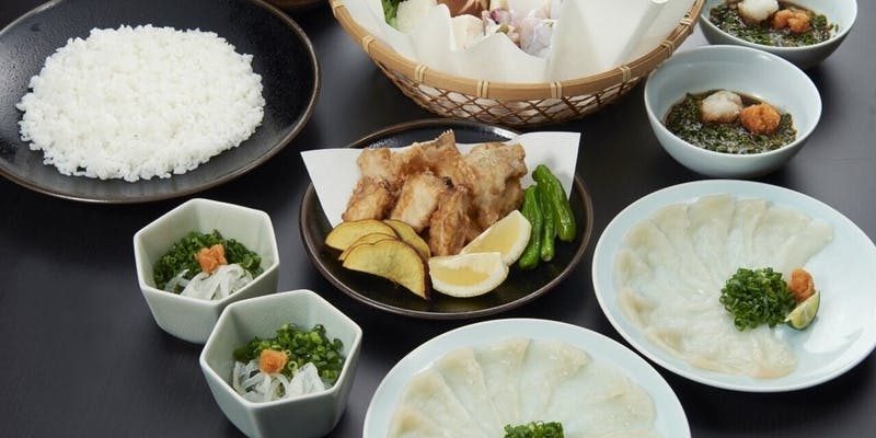 【唐揚げコース～お食事のみ～】メインのふぐの唐揚げ・てっさ・てっちりを存分にお愉しみいただけます！