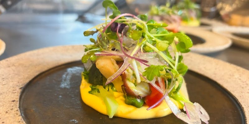 【ディナーコース】前菜、ポタージュ、お魚料理、お肉料理、締めの一品、デザートなど全6品