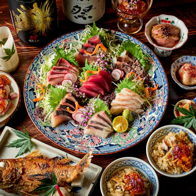 のどぐろ塩焼きを含む飲み放題付きコース