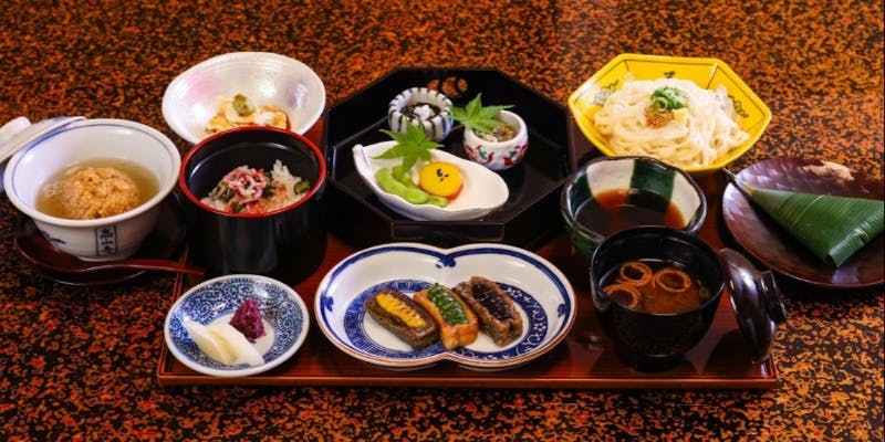 【ランチ御膳】前菜3種、生麩田楽、麩まんじゅうなど