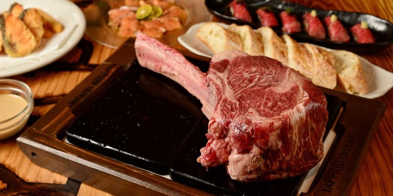 【トマホークステーキコース】食前酒・スープ・前菜・一品・メインなど全8品