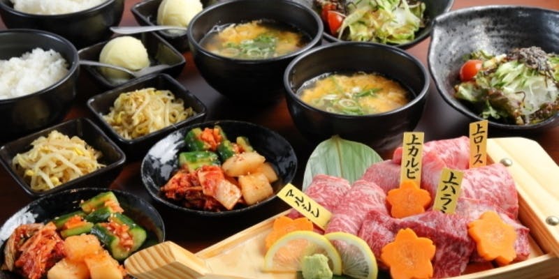 【お試しコース】上ロース、カルビ、ハラミ、選べる希少部位1種、ご飯、デザートなど全9品程度