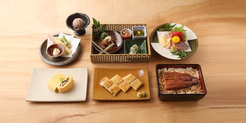 【野菊～のぎく～】うな重、前菜盛合せ、造り、うまき、白焼き、天婦羅などを愉しむ会席（平日限定）