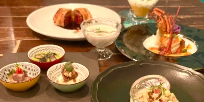 【プレミアムコース】鮑や伊勢海老、ロッシーニなど贅沢な料理の数々