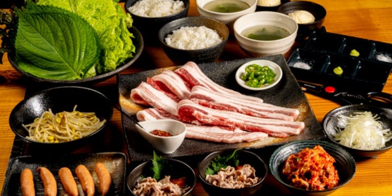 【国産豚】サムギョプサルコース全6品＋2時間飲み放題