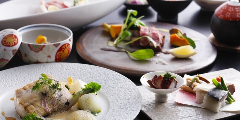 【季節の和食会席】前菜、椀物、造り、焼き物、淡路牛ステーキ、炊物、食事、デザートなど全8品程度