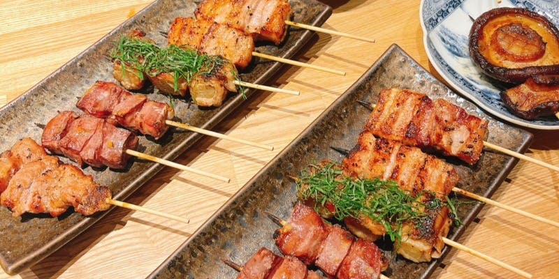 【飲み放題付き】戎の贅沢コース　焼菜串2種や焼きとん串5種、締めのデザートまで贅沢にご堪能