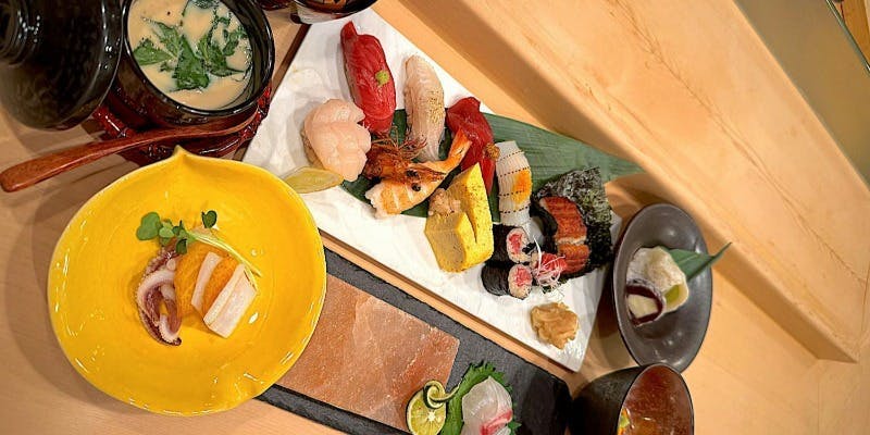 【お手軽コースコース】季節の前菜、握り、茶碗蒸し、お椀、デザートなど全15品程度