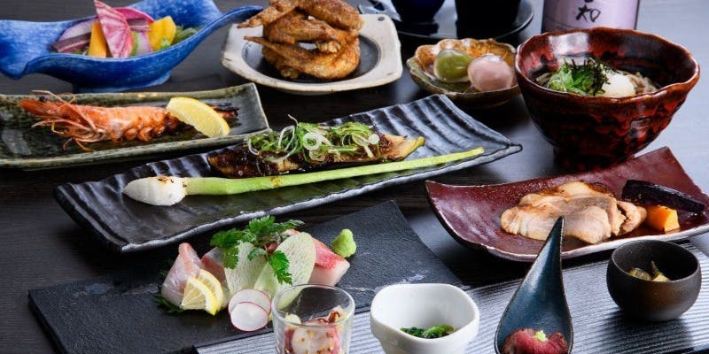 大海老の原始焼き 三河豚も食べれる デザート付き 山コース全9品＋2時間半飲み放題付