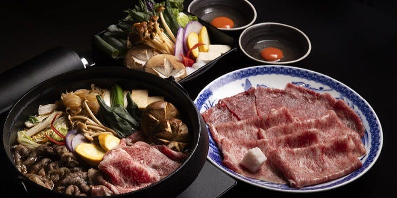 【すき焼き食べ放題】黒毛和牛（相盛ー霜降＋赤身）