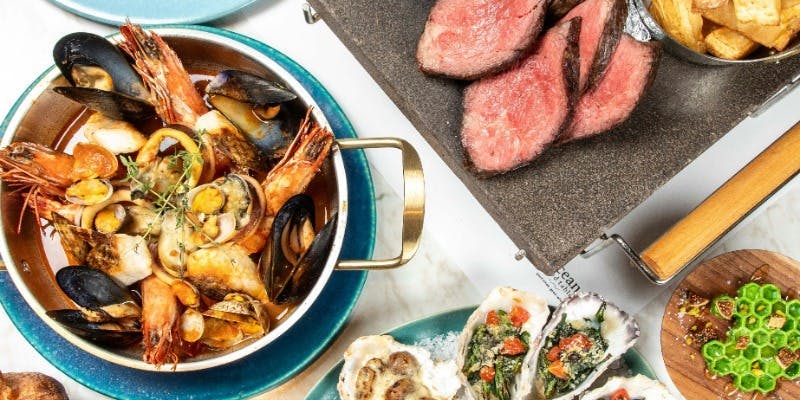 【忘年会/スペシャル】サーロインステーキ×豊洲鮮魚×焼牡蠣/豪華料理全7品（12/1～29）