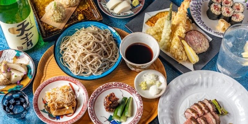 【ディナー】董・蕎麦懐石コース（蕎麦前8点盛、お造り、季節の天ぷら、手打ち蕎麦など）