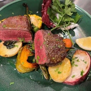 和牛ランプ肉と野菜の七輪焼き