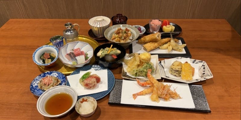 【天ぷら割烹コース】すっぽん天吸・お造里・天麩羅十品・御飯物・香の物・留椀など全8品