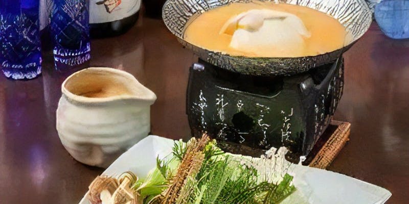 【雲丹出汁しゃぶコース】前菜、造り、雲丹出汁しゃぶ、揚物、食事、甘味など全6品程度＋2H飲み放題