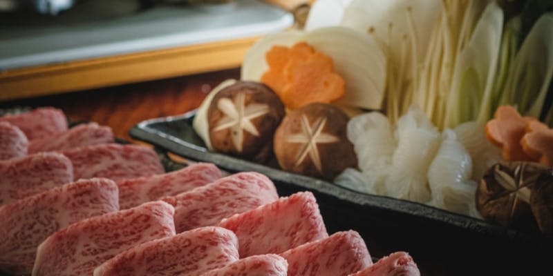 霜降り肉150g【すき焼き上コース】全6品　6,700円＋90分飲み放題付き