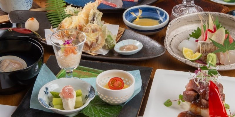 【夜のおまかせコース 椿】先付け・お造り・蒸し物・肉料理・小鍋など全9品