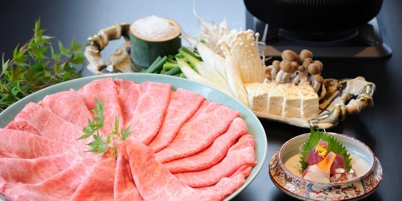 【黒毛和牛しゃぶコース上】黒毛和牛しゃぶ、鍋野菜、うどん等全6品（個室確約）