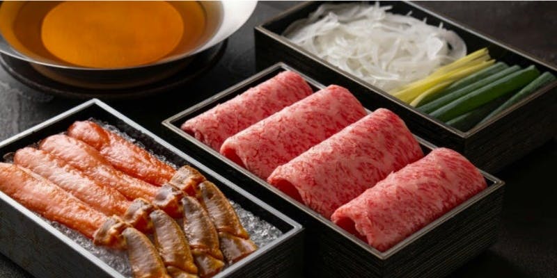 【忘新年会特別・個室確約】ズワイガニと黒毛和牛の出汁しゃぶ会席　11月4日～　（全7品）