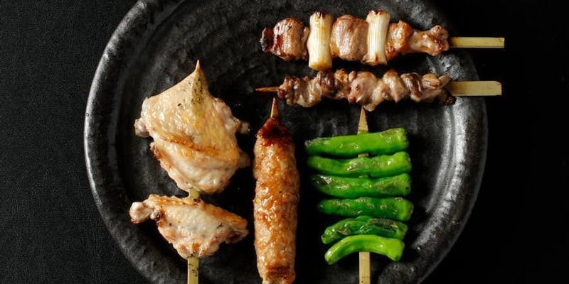 【炭火焼鳥コース】串5本、希少部位含む、全9品