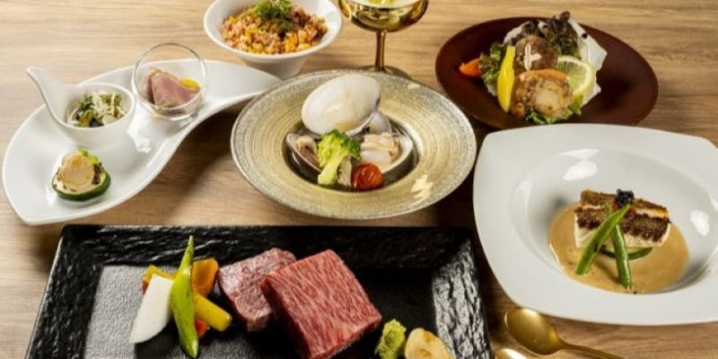 Regularコース　～前菜やアクアパッツァ、A5黒毛和牛赤身など全7品～