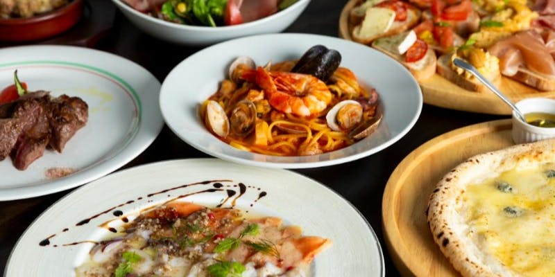 【2時間飲み放題付】鮮魚のカルパッチョからパスタorピザ・デザートまで季節の素材で彩る