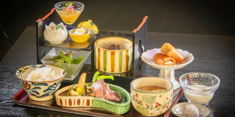 【沖縄県産なんじょう和牛ステーキ御膳】前菜3種・なんじょう和牛サーロインステーキ 温野菜添えなど全6品