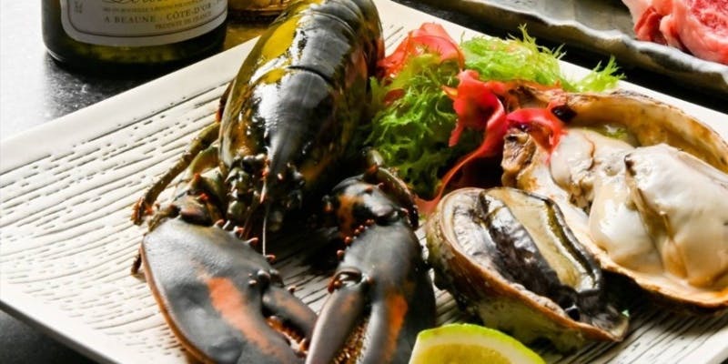 【海鮮コース】カキ白ワイン蒸し・活アワビ・海鮮1種など、海鮮を満喫できる全8品