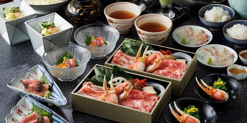 【ずわい蟹と厳選豚肉】出汁しゃぶ会席（「桔梗 ききょう」）