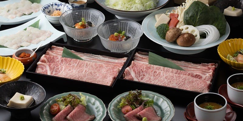 【和牛サーロインと厳選豚肉】出汁しゃぶ会席（「紫蘭 しらん」）