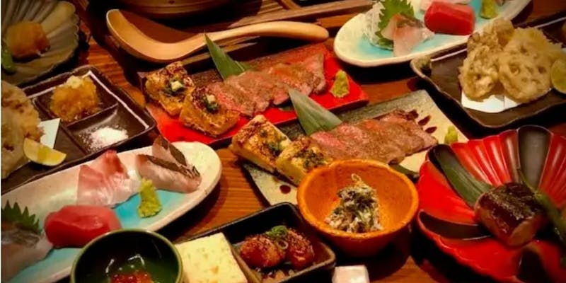 近江牛のステーキや産地直送お刺身・季節の天ぷら含む　全6品